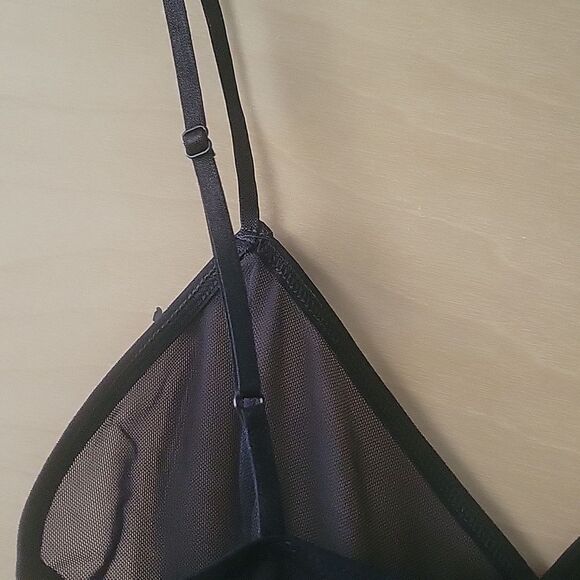 NEW VTG American Apparel Lingerie Mesh BodySuit Sexy Mesh Sheer Black Sleaze M L - Picture 10 of 13